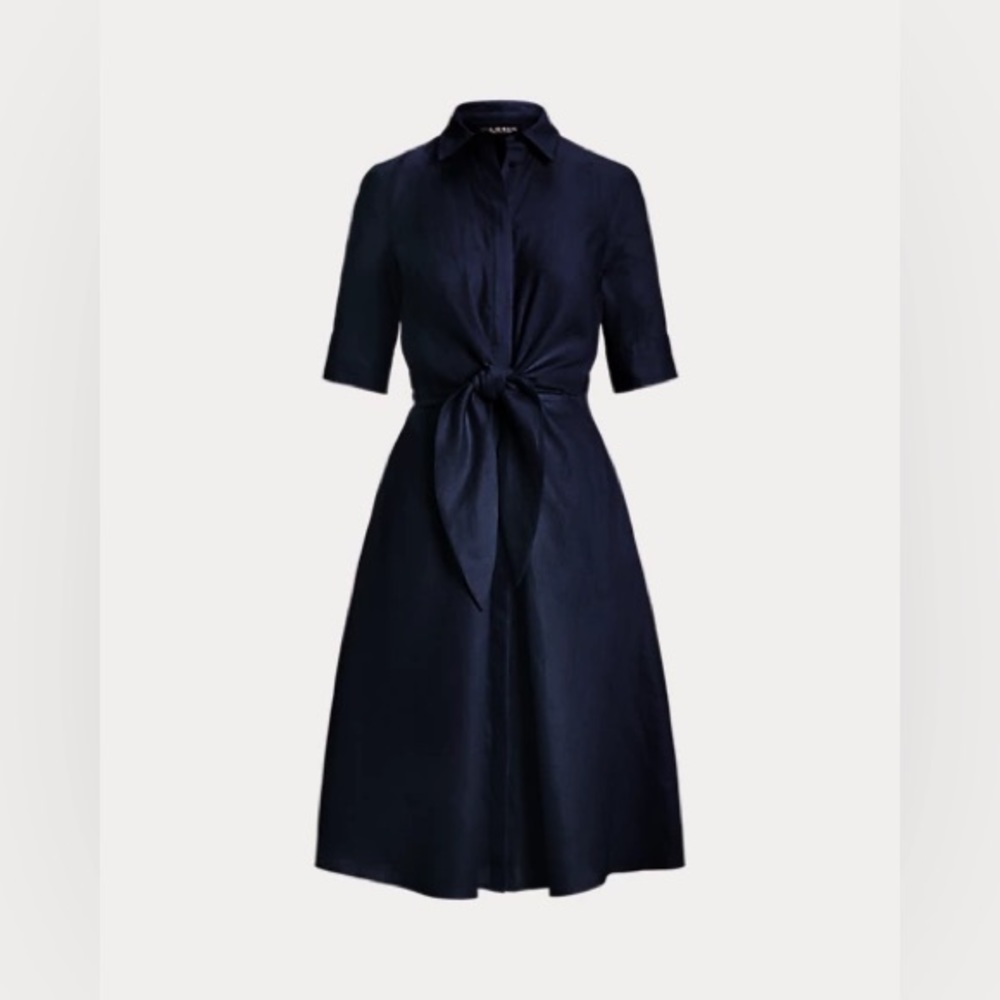 Ralph Lauren Tie-Front Linen Shirtdress